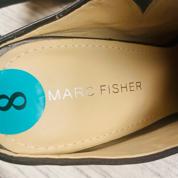 Marc Fisher MFragni Classic Heeled Pointed Toe Black Leather Mules Size 8 - Picture 6 of 8